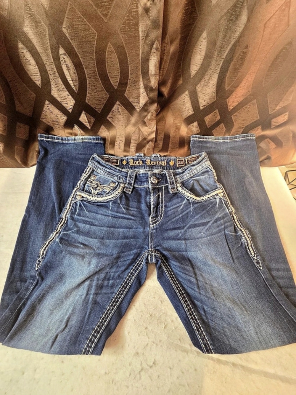 Mens Rock Revival Denim Jeans Daegan Slim Boot Size 29